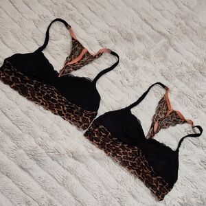 Vintage Victoria's Secret Leopard Print Lace Bralette Set